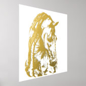 馬術グラフィック鉛筆スケッチ金ゴールド芸術 箔ポスター (レイダウン)