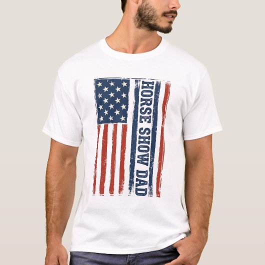 馬術ショーのお父さんアメリカ国旗ヴィンテージTシャツデザイン_ Tシャツ (正面)