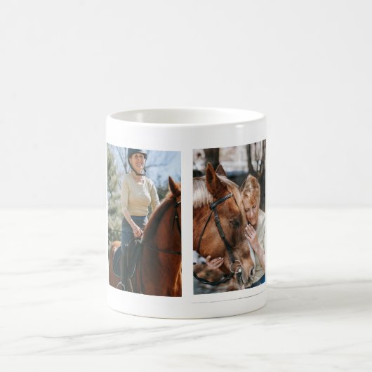 馬術パーソナライズされた馬の女の子フォトコラージュ コーヒーマグカップ (中央)