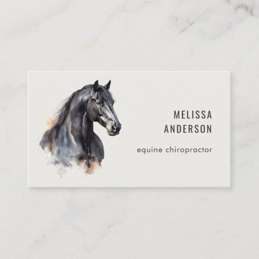 馬術ビジネスモダン水彩馬 名刺 (正面)