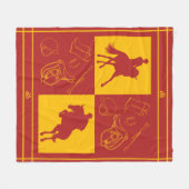 馬術モダンテーマモノグラム フリースブランケット (正面(横))