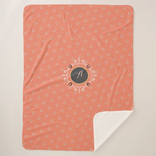 馬術モノグラム幸運な馬靴 シェルパブランケット (正面)