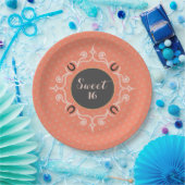 馬術モノグラム幸運な馬靴 ペーパープレート (パーティー)