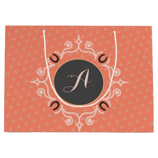 馬術モノグラム幸運な馬靴 ラージペーパーバッグ (正面)