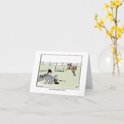 馬術ユーモアのあるグリーティングカード カード (黄色い花)