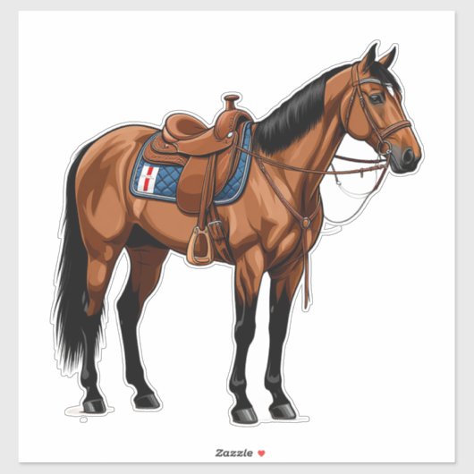 🐎 馬術ライダー向けの鞍付きブラウンホース シール (シート)