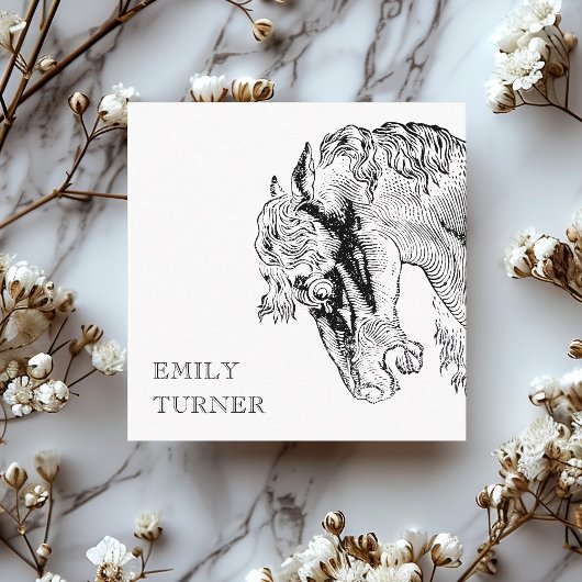 馬術ヴィンテージ調馬師ウマ科の スクエア名刺