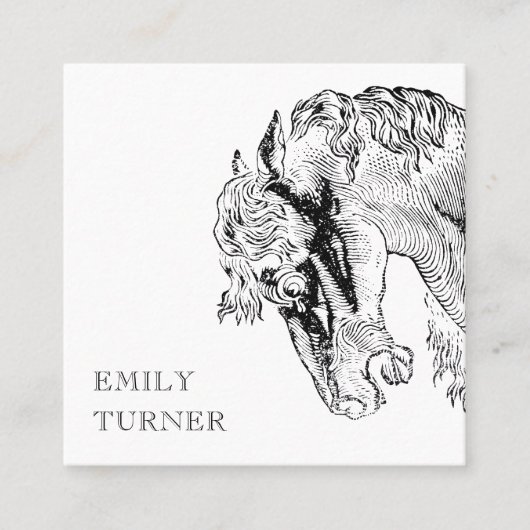 馬術ヴィンテージ調馬師ウマ科の スクエア名刺 (正面)