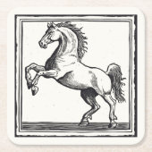 馬術ヴィンテージ馬エレガント階級 スクエアペーパーコースター (正面)