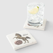 馬術中国の〔占星術の〕十二宮図年 ストーンコースター (横)