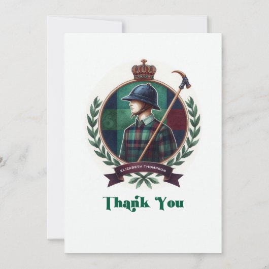 馬術名門私立校風のの赤ちゃんシャワー サンキューカード (正面)