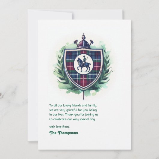 馬術名門私立校風のの赤ちゃんシャワー サンキューカード (裏面)