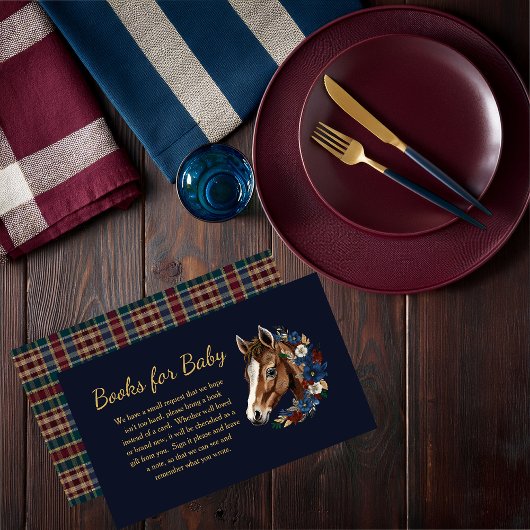 馬術名門私立校風のフローラブルーブックスベビー エンクロージャーカード