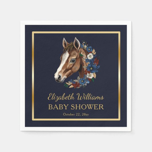 馬術名門私立校風の群のフローラベビーシャワー スタンダードカクテルナプキン (正面)