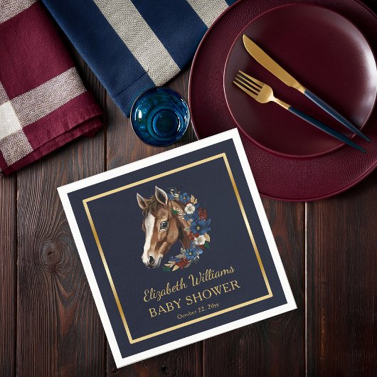 馬術名門私立校風の群のフローラベビーシャワー スタンダードカクテルナプキン
