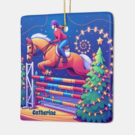 馬術女跳び馬イベントクリスマス セラミックオーナメント (左)