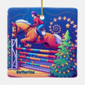 馬術女跳び馬イベントクリスマス セラミックオーナメント (裏面)