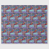 馬術女跳び馬イベントクリスマス ラッピングペーパー (フラット)