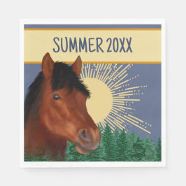 馬術師の愛馬の茶色の紙ナプキン スタンダードランチョンナプキン