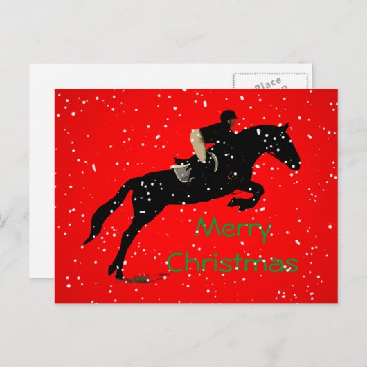 馬術師ジャンピン素晴らしクリスマス シーズンポストカード (正面/裏面)