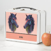 馬術愛好家グラフィカラフルティホース メタルランチボックス (インサイチュ)