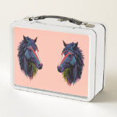 馬術愛好家グラフィカラフルティホース メタルランチボックス (裏面)