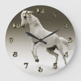 馬術白馬馬 ラージ壁時計