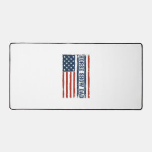馬術競技のパパ アメリカ国旗 ヴィンテージTシャツ デザイン デスクマット