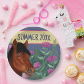 馬術花恋人ブラウン馬 ペーパープレート (パーティー)