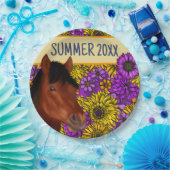 馬術花恋人ブラウン馬 ペーパープレート (パーティー)