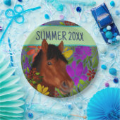 馬術花恋人ブラウン馬 ペーパープレート (パーティー)