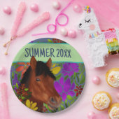 馬術花恋人ブラウン馬 ペーパープレート (パーティー)