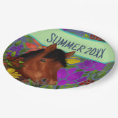 馬術花恋人ブラウン馬 ペーパープレート (アングル)