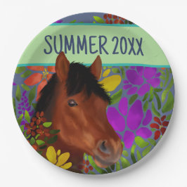 馬術花恋人ブラウン馬 ペーパープレート