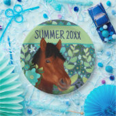 馬術花恋人ブラウン馬 ペーパープレート (パーティー)