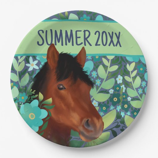 馬術花恋人ブラウン馬 ペーパープレート (正面)