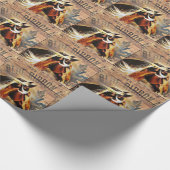 馬術西部の田舎の納屋の木馬 ラッピングペーパー (角)