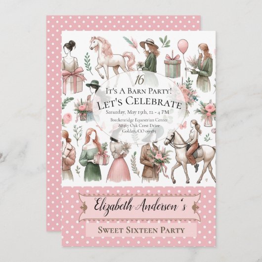 馬術誕生日 招待状 (正面/裏面)