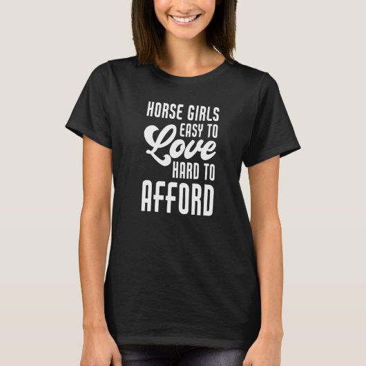 馬術馬の女の子の簡単を愛する懸命余裕 Tシャツ (正面)