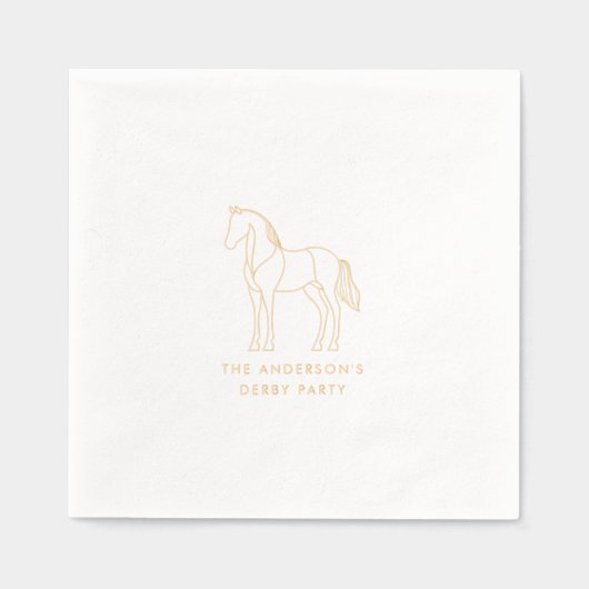 馬術馬イラストレーションダービーパーティーレース 箔ナプキン (正面)
