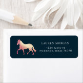 馬術馬バラ金ゴールド差出人住所ラベル ラベル (インサイチュ)