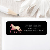 馬術馬バラ金ゴールド差出人住所ラベル ラベル (インサイチュ)