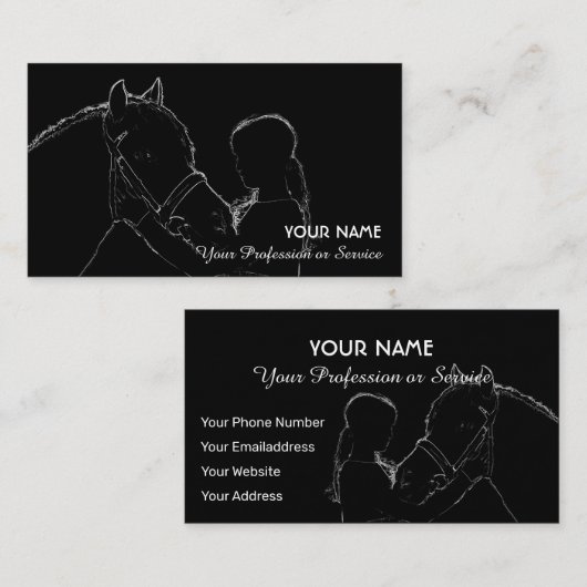 馬術馬好きと乗馬ファン 名刺 (正面/裏面)