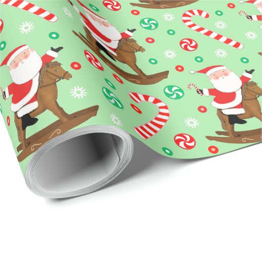 馬術馬好きクリスマスラッピング紙 ラッピングペーパー (ロールコーナー)