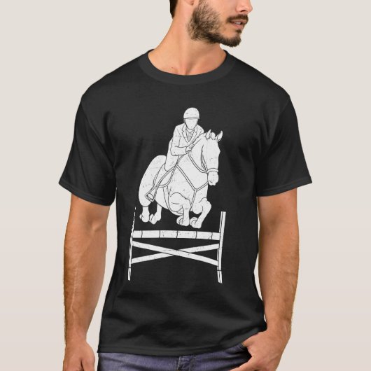 馬術馬術跳び前駆けショージャンプ競技 Tシャツ (正面)