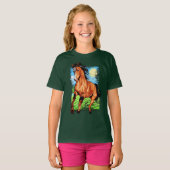 馬術 – ファームスタリオンホース – 乗馬 Tシャツ (正面フル)