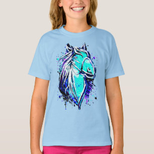 馬術 – ブルーホーススケッチ – 乗馬 Tシャツ