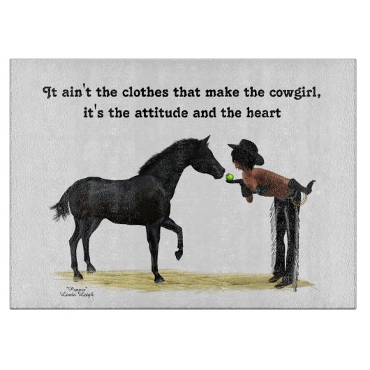 馬裁断板付女性のカーボーイピンナップ カッティングボード (正面)