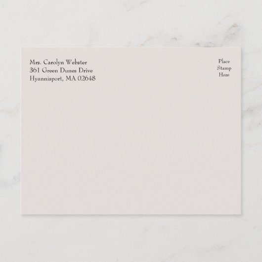 馬西素朴国結婚式のリハーサル インビテーションポストカード (裏面)