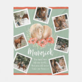 馬記念ハートケシの水彩写真 フリースブランケット (正面)